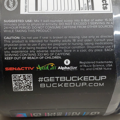 Bucked Up - Woke AF Nootropic Miami Pre-Workout 20 serv 8.7 oz BB 05/26