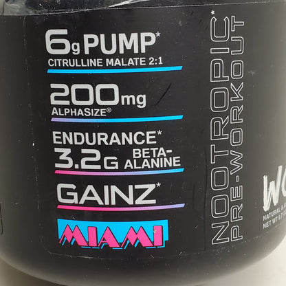 Bucked Up - Woke AF Nootropic Miami Pre-Workout 20 serv 8.7 oz BB 05/26